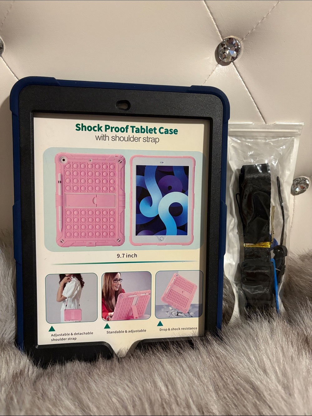 Source Unknown Blue and Black Shock Proof 9.7" Tablet Case with Shoulder Strap